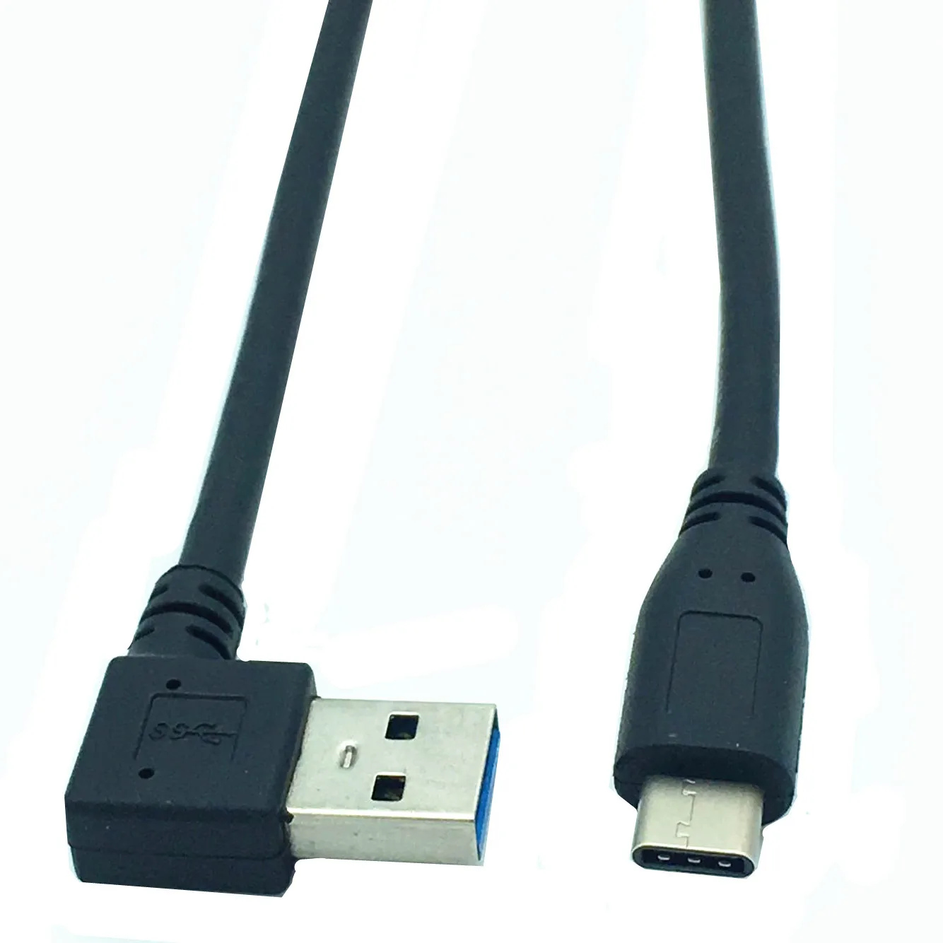 90 градусов левый угол USB 3,0(тип-a) штекер USB3.1(тип-c) Мужской USB кабель для синхронизации данных и зарядки(черный) 0,25 м;