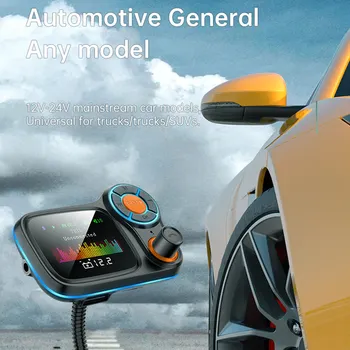 

1pc Wireless FM Transmitter Car Kit Hands Free Color HD Screen MP3 Player Fast Quick Charge Bluetooth 5.0 LED High Music