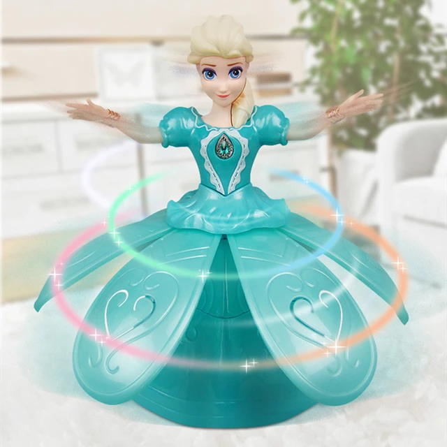 Princess Frozen Electric Dancing Toys Elsa Anna Doll with Wings Action Figure Rotating Projection Light Music Model Dolls 6