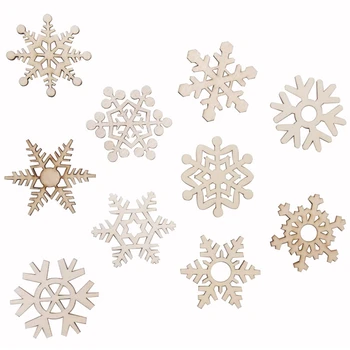 

20 Pcs Wooden Snowflakes Christmas Ornaments Wood Hanging Decorations Rustic Tree Crafting DIY Snowflake Scene Prop Decoration C