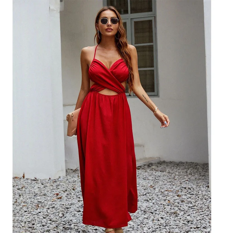 Red Sexy Summer Strap Long Maxi Dress 