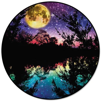

Moon Woods Lake Stars Pattern Rugs and Carpets for Home Living Room Round Rug for Children Rooms Non-slip