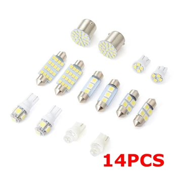 

14pcs T10 (W5W/194) LED 1157 31mm 36mm Car Auto Interior Map Dome License Plate Replacement Light Kit White Lamp Set