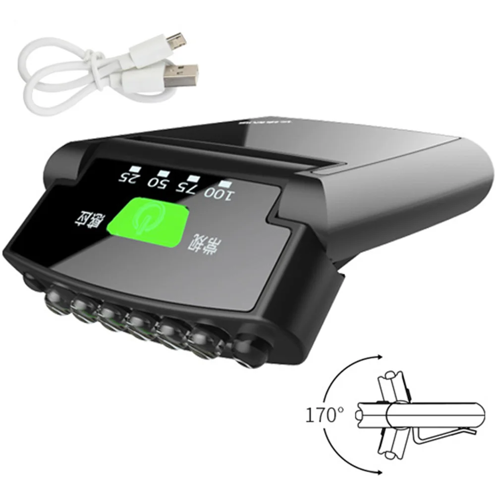 

Cycling Clip On Hat 6 Led Battery Display USB Rechargeable Night Fishing Waterproof Sensor Bright Light Head Lamp Outdoor