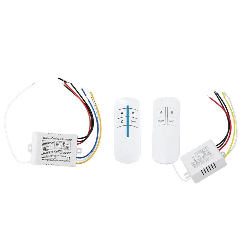 

2 Set 220V ON/OFF Digital Wireless Light Lamp Home Wall Corridor Switch Splitter Box Durable Remote Control - 3 Port & 2 Port
