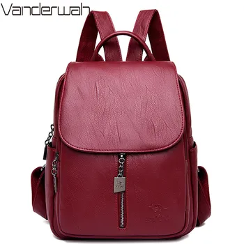 

Brand 2019 New Laptop Backpack Women Leather Luxury Female Classic Backpack For Teenage Girls Satchel School Bag Sac A Dos Femme