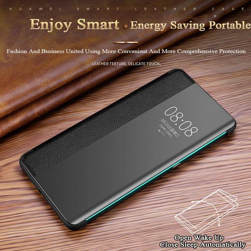 Роскошный Смарт-Чехол P30pro с откидной крышкой для huawei P30 P20 mate 30 20X5G 10 9 Pro Lite P10 Plus флип-чехол из натуральной кожи