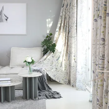 

Plants Zhengrong Printing Curtains for Living Room Bedroom Modern Pastoral American Country Polyester Cotton Curtains Tulle