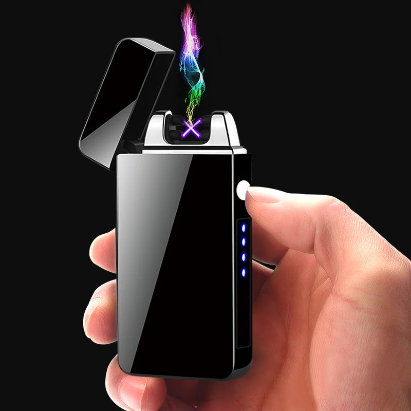 New Cool Mini Windproof Dual Arc Lighter Plasma USB Rechargeable