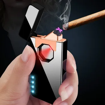 

Rechargeable Dual Arc USB Lighter Metal Electronic Cigarette Windproof Smoke Flameless Plasma Electric Lighters Gift for Men