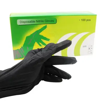 

100Pcs L M S Size Black Nitrile Tattoo Gloves Disposable Waterproof Non-toxic Tattoo Gloves Finger Protector Tattoo Accessories