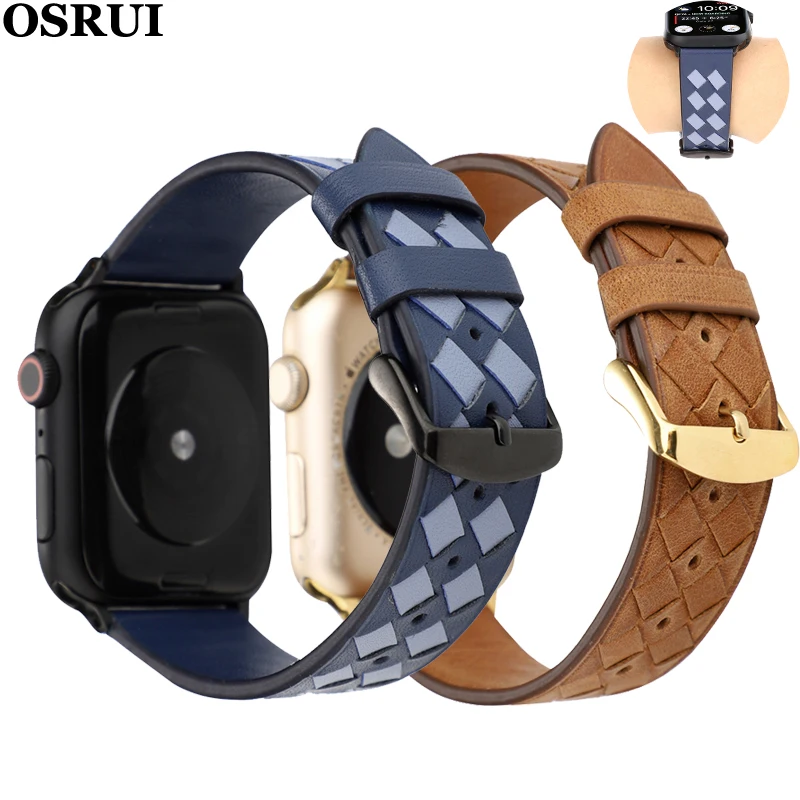 Ремешок для Apple watch band 44 мм 40 42 38 corra iwatch 4 5 3 2 высококачественный кожаный браслет