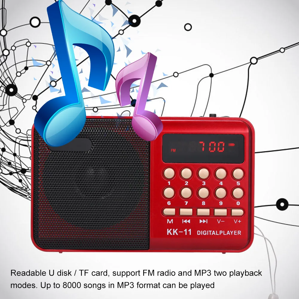 Мини-портативное радио FM MP3-плеер портативное цифровое радио с tf-картой U диск воспроизведение встроенный динамик 3,5 мм разъем для наушников красный
