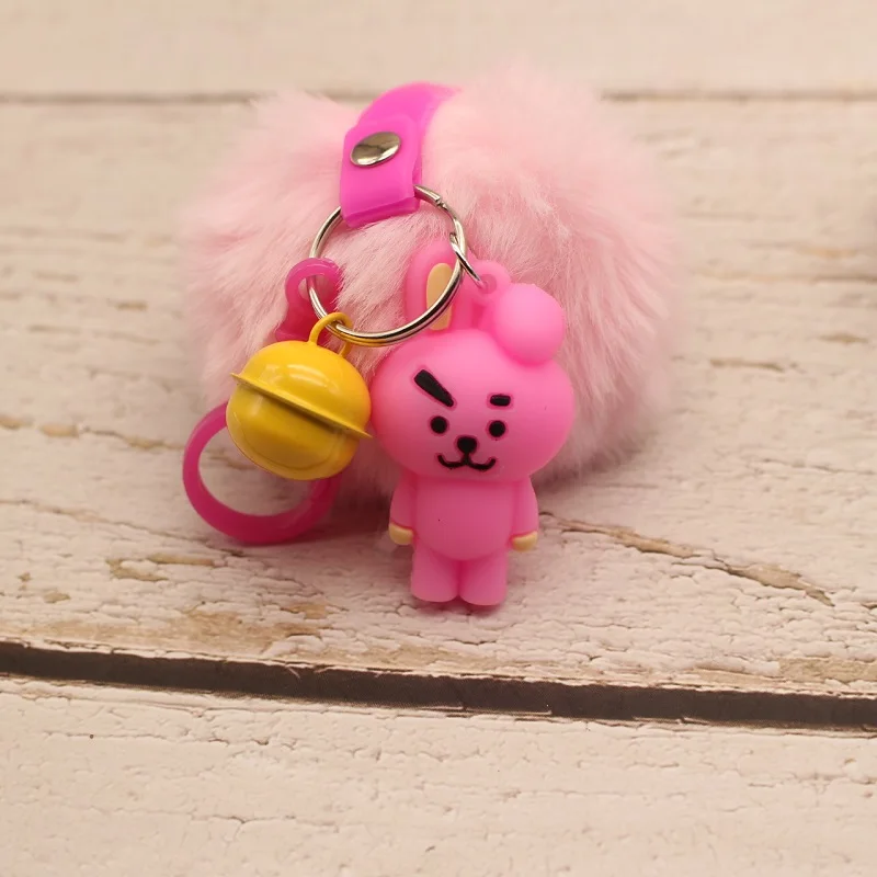 Bangtan мальчики "SHOOKY" "TATA" и т. Д. Персонализированные милый мультфильм помпон брелок сумки цепь для женщин мужчин ювелирные изделия Bangtan аксессуары