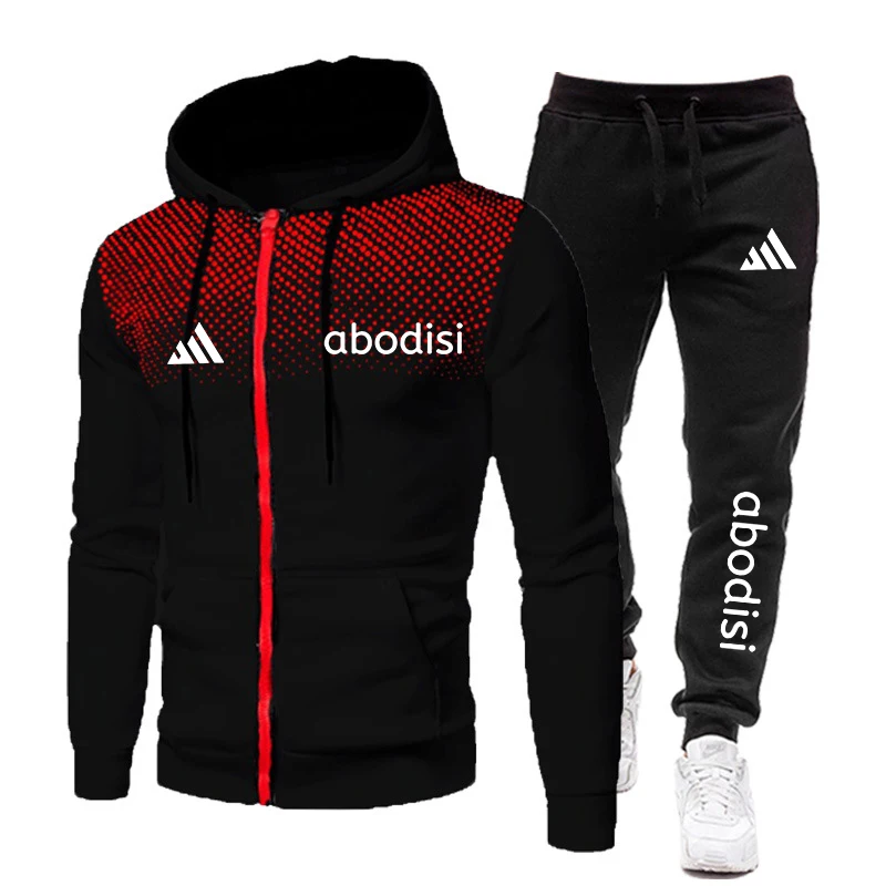 Abodisi-Conjuntos de ropa deportiva para hombre, Sudadera con capucha y pantalones con cremallera, chándal informal de dos piezas, novedad, Otoño e Invierno