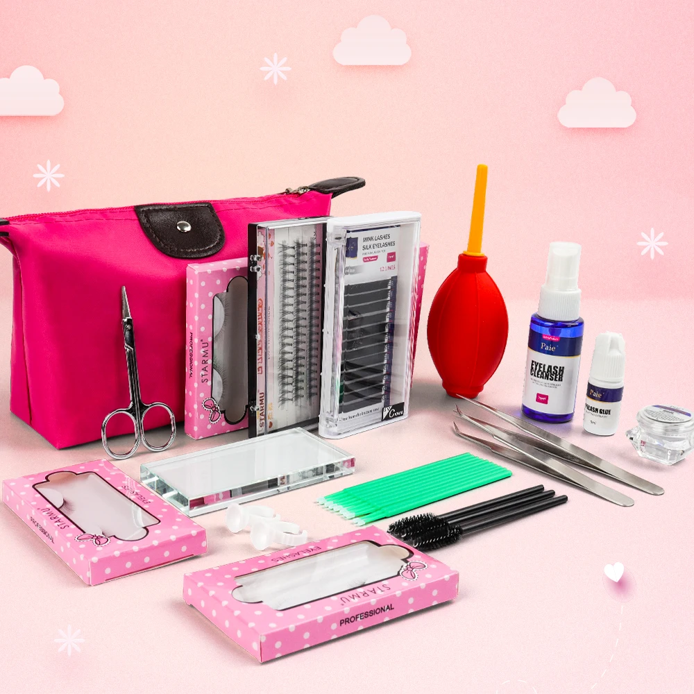 12/14/16/19pcs Eyelash Training Kit False Mink Eyelash Extension Lash Training Kit Practice Curl Glue Tweezer Tools Makeup Bag 12/14/16/19pcs Eyelash Training Kit False Mink Eyelash Extension Lash Training Kit Practice Curl Glue Tweezer Tools Makeup Bag