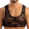 Sissy-ropa de dormir transparente para hombre, lencería transparente, chaleco Sexy, Top elástico de encaje Floral, Tops cortos, ropa de dormir de San Valentín ► Foto 2/6