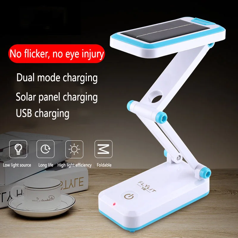 

Solar Charging Table Lamp Led Folding Eye Protection Small Desk Lamp Student Dormitory Desk Reading USB