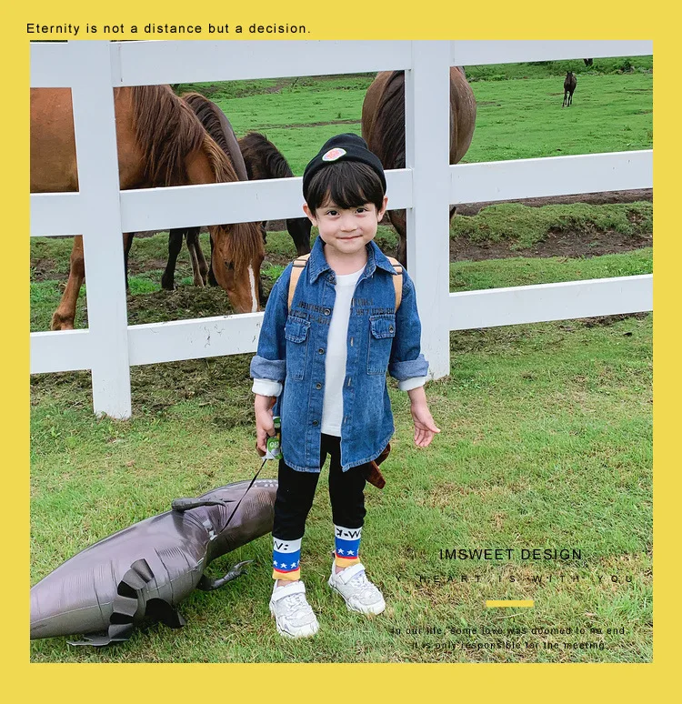 BOY'S Cowboy Shirt Children Spring And Autumn New Style Childrenswear Baby Korean-style Autumn Clothing Boy Western Style L