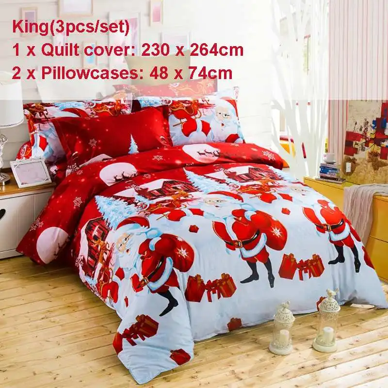 Bedding Set luxury 3D Christmas Cotton Bedding sets Bed Sheet Duvet Cover Pillowcase Cover set King Twin Queen size Bedspread - Цвет: 230x264cm 3pcs