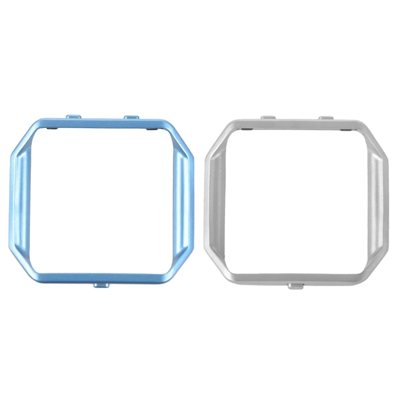 

2 Piece Stainless Steel Metal Watch Frame Holder Shell for Fitbit Blaze Smart Watch, Light Blue & Silver