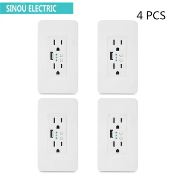 

WiFi wall power socket 2 USB socket timer socket UNS standard smart remote control works with Alexa Google house