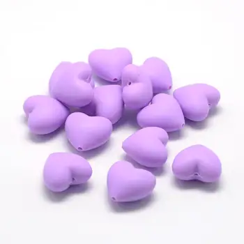 

Food Grade Environmental Silicone Heart Beads, Chewing Beads For Teethers, DIY Nursing Necklaces Making, Hole 2mm