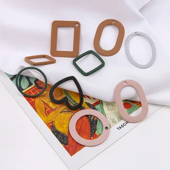 

DIY hand jewelry accessories frosted spray painted matte hollow ring oval rectangle love earrings earrings earrings materials