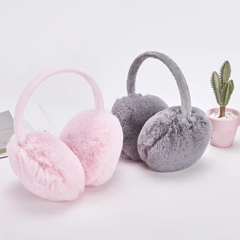 

Cute new fur solid color ladies earmuffs autumn and winter warm comfortable unisex skiing Fur headphones casque antibruit cute