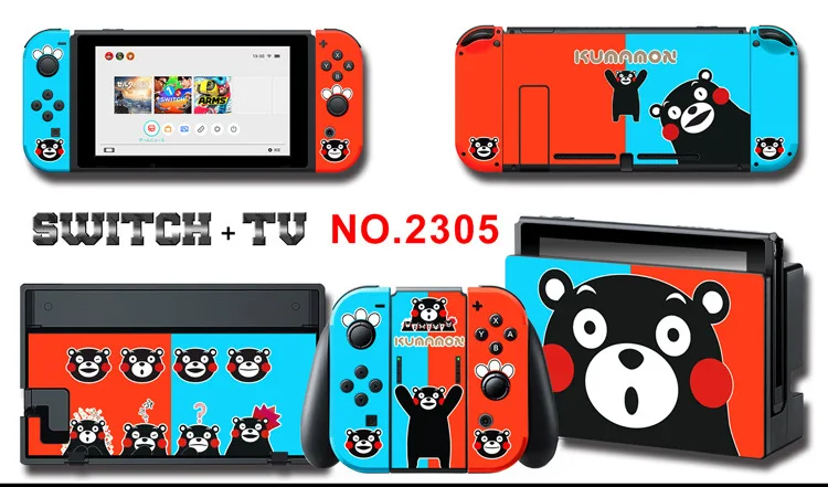 1set New Cute Anime Full Body Sticker for NS Switch Protective Cover Skin Colorful Art for Game Console Joy-Con Controller Decor