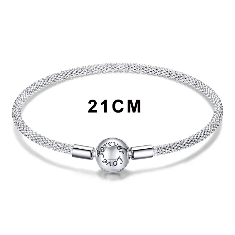 21CM Аутентичный 925 пробы Серебряный базовый Змеиный браслет-цепочка и браслеты модные ювелирные изделия WEUS902 - Окраска металла: 21CM