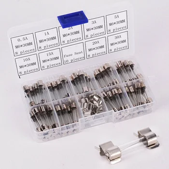 

250V 6x30mm 0.5A-30A Electronic Glass Tube Fuse Assortment Kit With Fuse Holder
