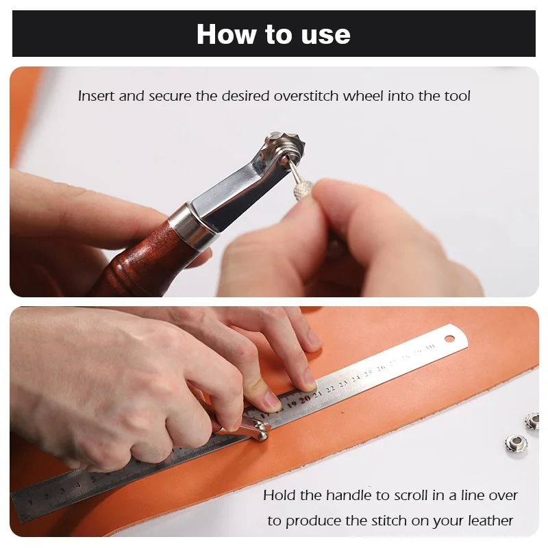 Leather Craft Tool Leather Paper Overstitch Wheel With 4 Wheels Line Marking Wheel Gear Roulette Sewing Spacer