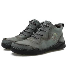  Pop Mens Shoes Autumn Winter Boots Retro Style Ankle Boots Lace Up Casual Boots Men Wear-resistant Zapatos Boots 