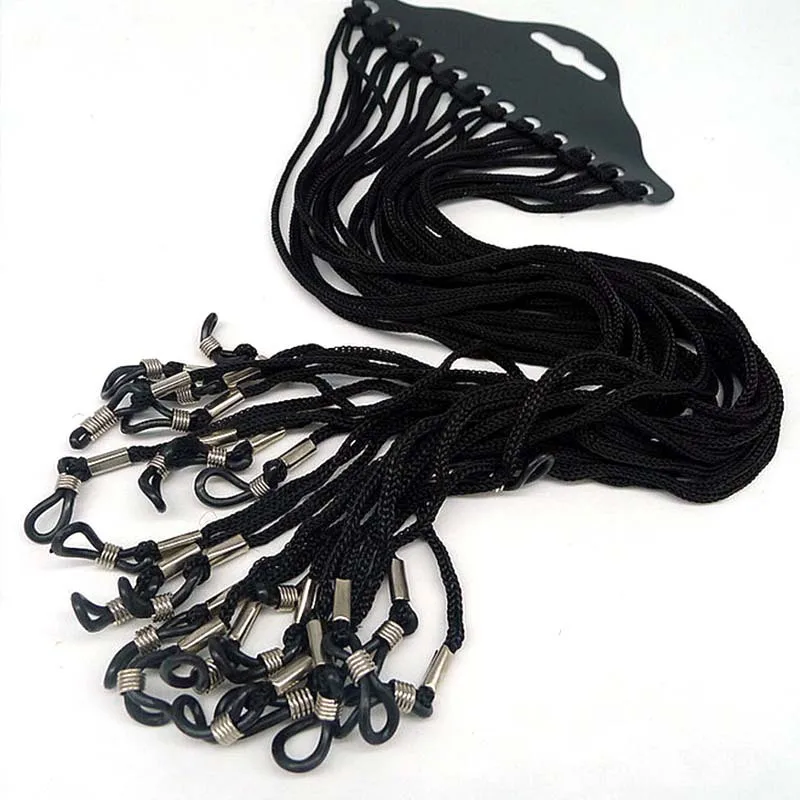 1/12Pcs/lot New Sale Glasses String Black Nylon Cord Eyeglass Holder Sunglass Eyewear Glasses Neck String Strap Wholesale eyeglass cord reading glasses eyewear spectacles chain strap holder gold fashion trend glasses chain glasses accessories