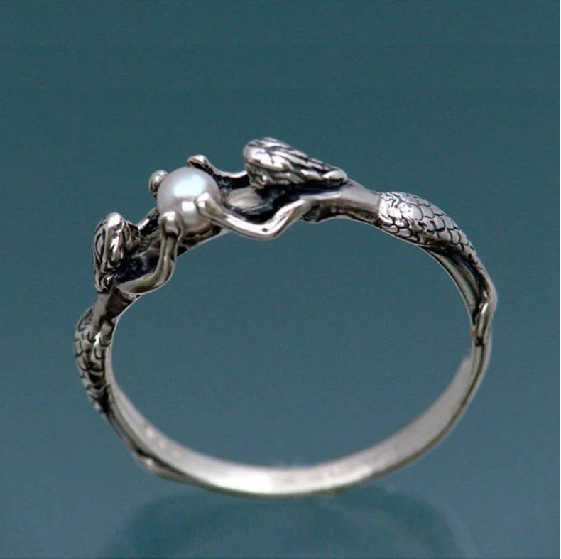 Новое поступление креативные античные серебряные цвета две русалки с