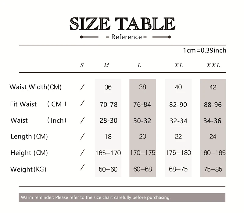 size chart