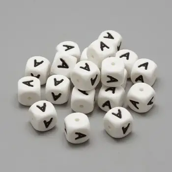 

Food Grade Environmental Silicone Cube Beads, Letter Beads, Chewing Beads For Teethers, DIY Nursing Necklaces Making