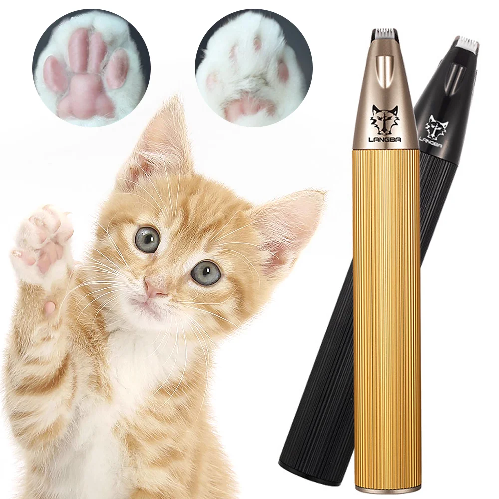 Pet Dog Cat Foot Hair Trimmer Rechargeable Clipper with LED Light Ceramic Blade Low Noise Type-C Paw Ear Clipperl |