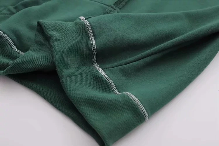 Женские зеленые толстовки с капюшоном и буквенным принтом, женские толстовки с карманами, пуловеры, новинка, повседневный свободный спортивный костюм