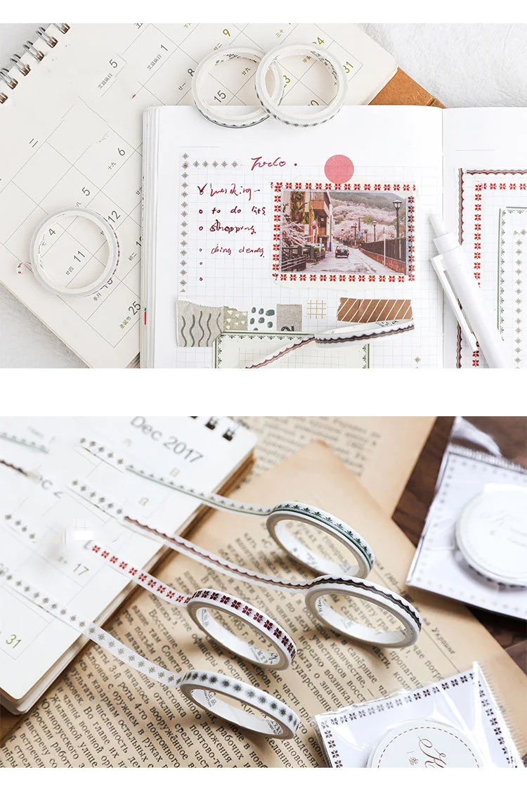 1Pc Thin Decorative Adhesive Tape Kawaii Mini Washi Tape Cute Masking Tapes For Kids Scrapbooking DIY Stationery