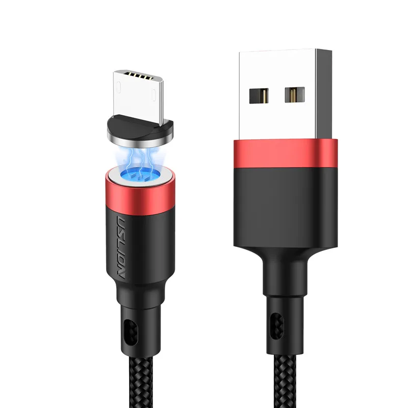 Red USLION, 3 А, быстрая зарядка, USB кабель, микро Тип C, магнитный, для мобильного телефона, магнитный, для передачи данных, USB, зарядное устройство для Xiaomi, samsung, для Iphone 11, XR - Цвет: Red