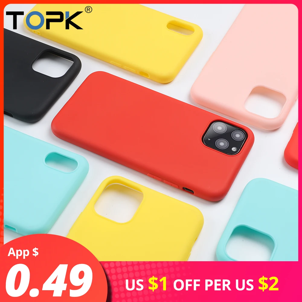 

TOPK Phone Case for iPhone 11 Pro Max Soft Thin TPU Anti-knock Candy Color for Apple iPhone X Xs Max 8 7 6s Plus Cover Case