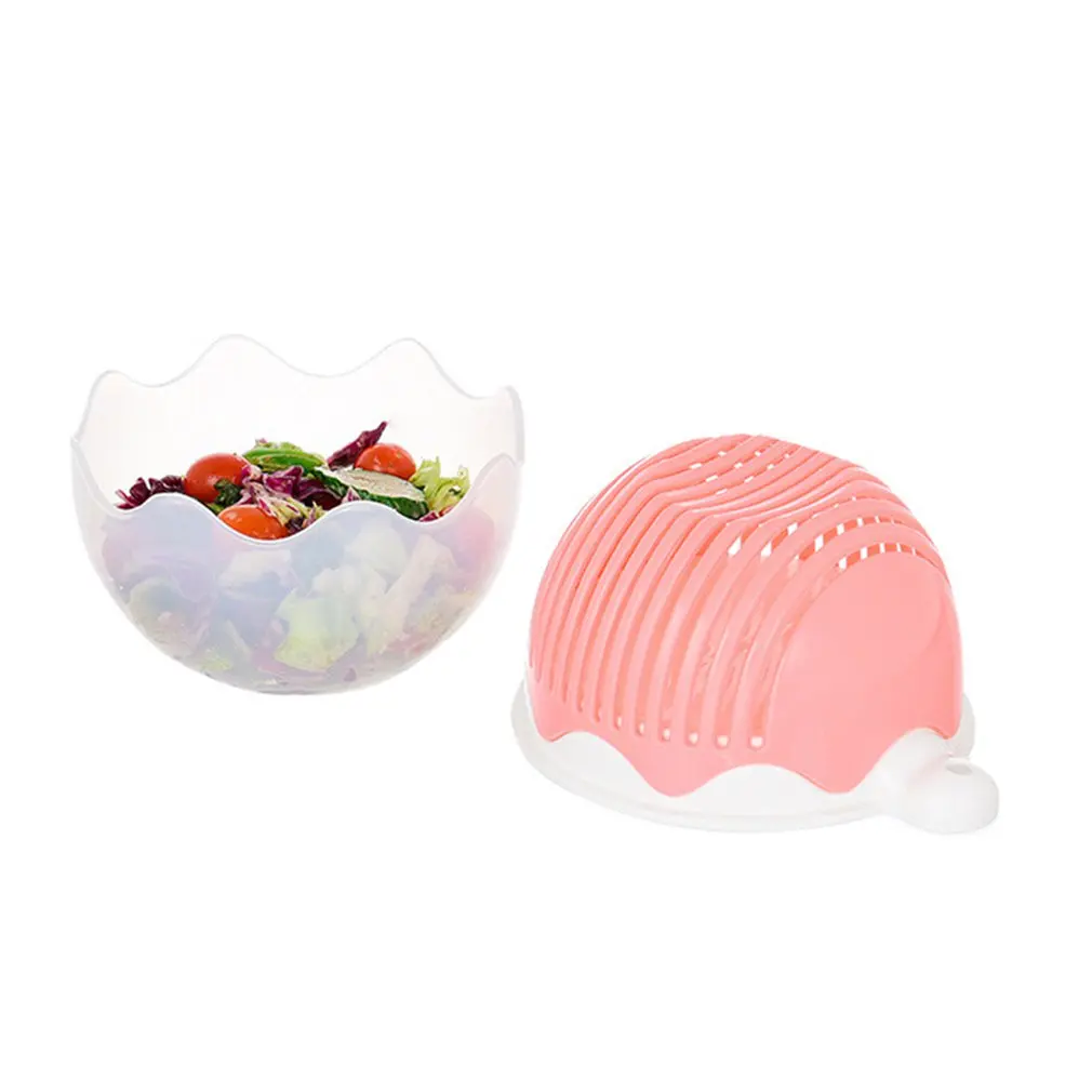 

Outdoor Picnic Salad Cutter Vegetable Fruit Cutting Bowl With Lid Drain Multi-Function Fruit Bowl Kitchen Cutter