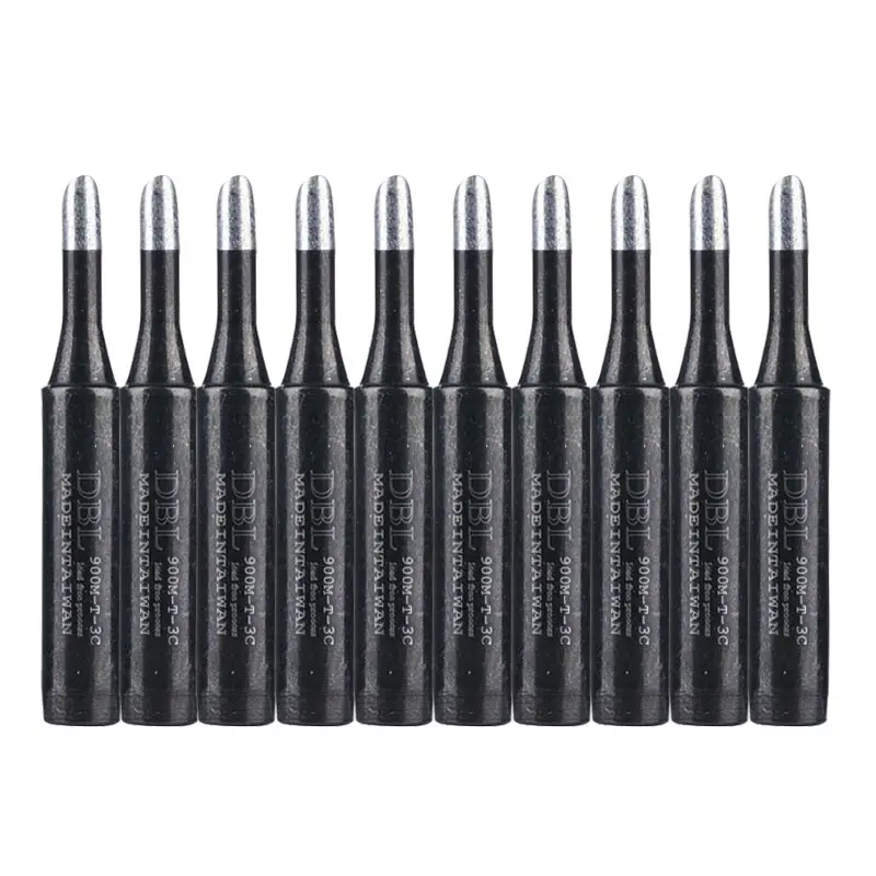 10pcs/lot Black 900M-T-3C Lead-Free Replaceable Soldering Iron Tips for 936 Solder Station Rework Tools