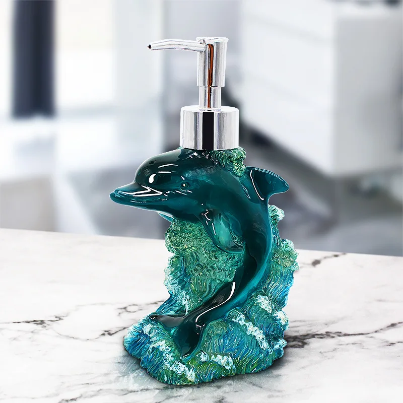 4-piece dolphins love bathroom kit Theme hotel environmentally friendly resin toiletries couple toothbrush holder cup soap dish
