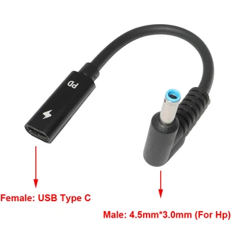 

huiyuan USB Type-C 4.5x3.0mm Plug Power Adapter Connector Converter Fit for HP Laptop Stream Spectre Pavilion Envy Eliteboook