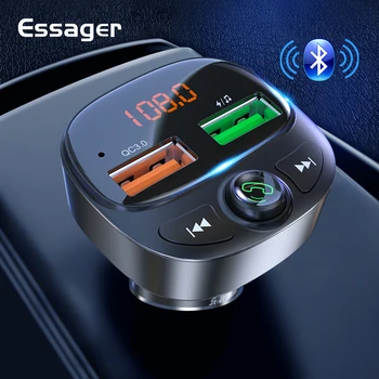 

Essager Bluetooth 5.0 Car Charger FM Transmitter Handsfree Car Kit Car Audio MP3 Player Dual USB QC3.0 Fast Charger For iPhone