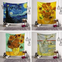 Boho Decoration Home Decor Aesthetic Room Decor Tapestry Van Gogh Oil Painting Wall Cloth Background Cloth Decoration Mural