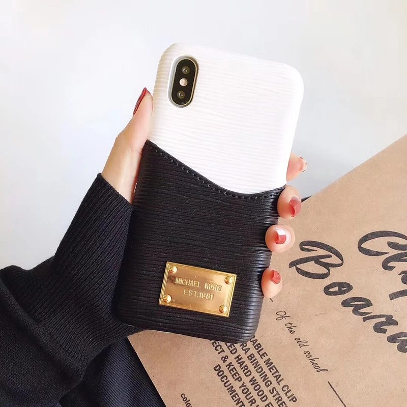 

Luxury brand Card package Water case for iPhone 11 Pro 7 8 plus XS MAX XR X for Samsung S10 Note 10 ripple hard leather cover